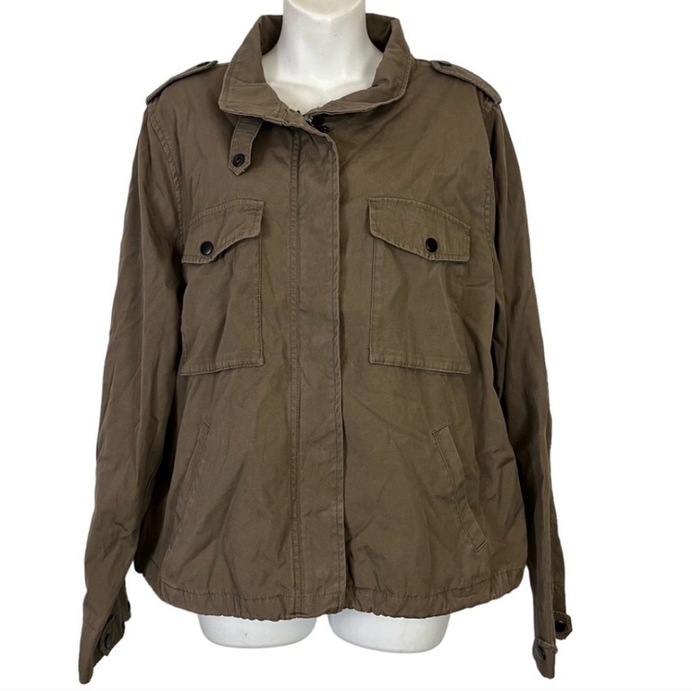 Torrid Brown Utility Cotton Full Zip Lightweight … - image 1